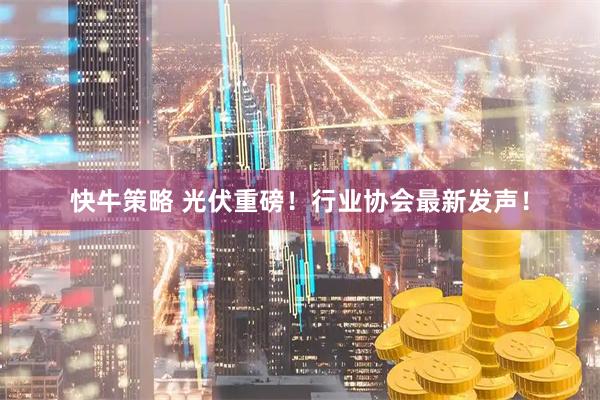 快牛策略 光伏重磅！行业协会最新发声！