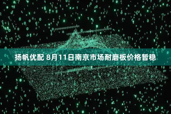 扬帆优配 8月11日南京市场耐磨板价格暂稳